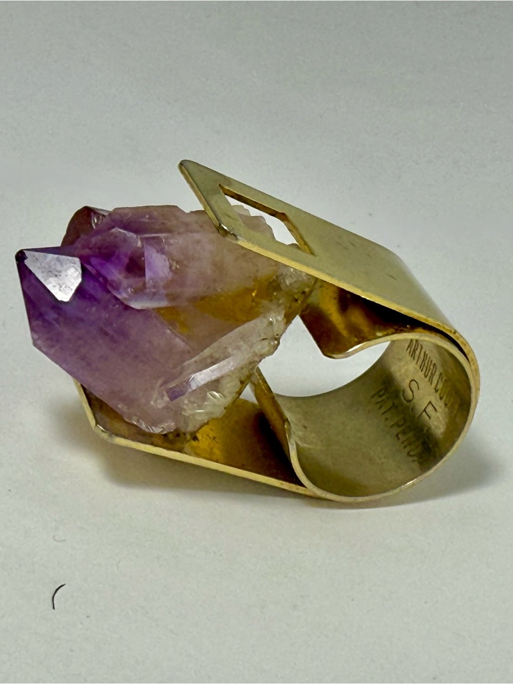Vintage Arthur Court San Francisco amethyst, and brass ring sz8
